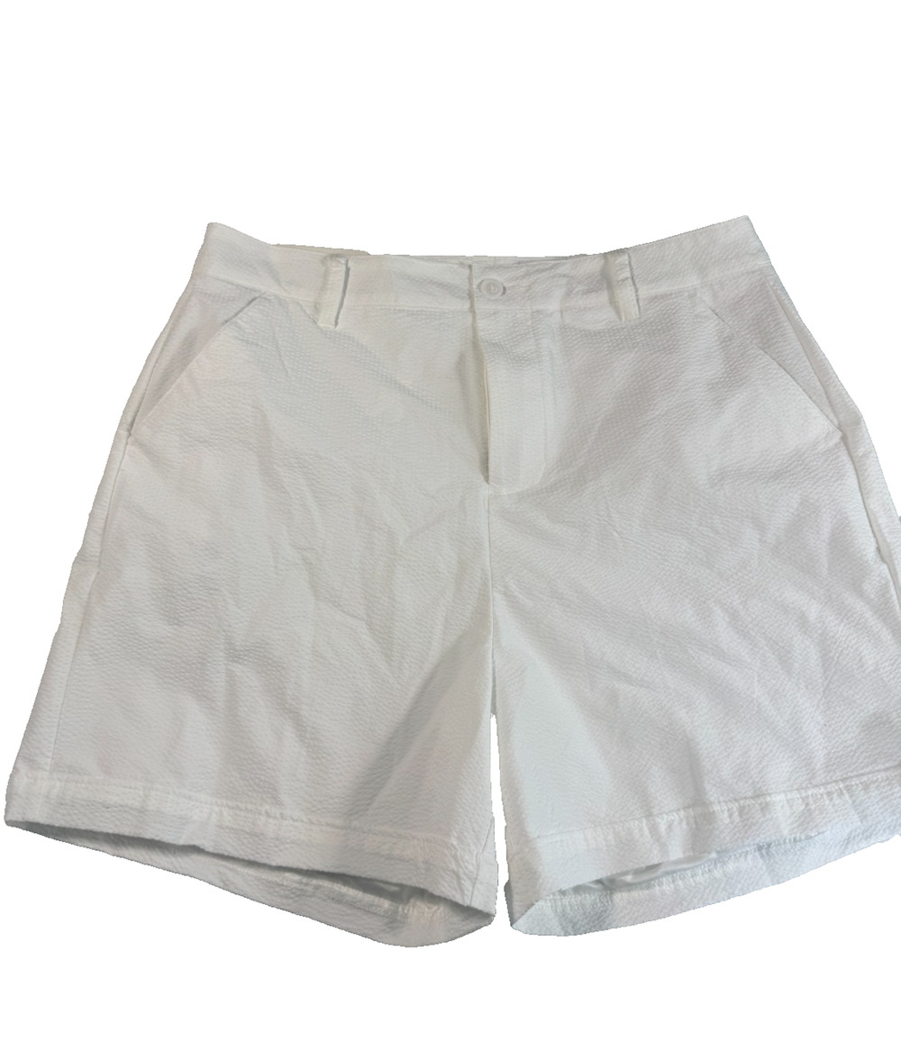 Walter Hagen Women's Clubhouse Traditional 7 Seersucker Golf Shorts Size 8 White